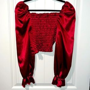 Size M/L Satin Crimson Crop Top!